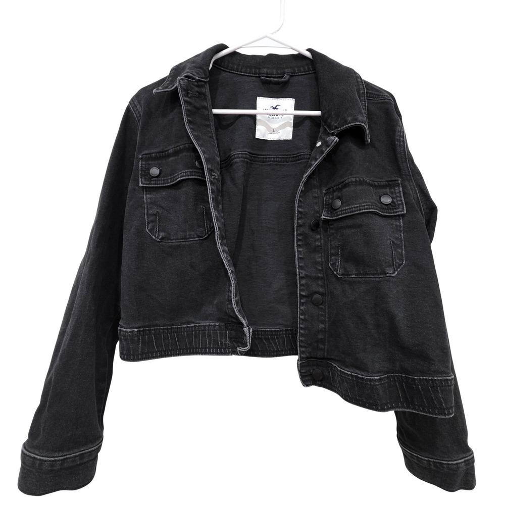 Black Cropped Denim Jacket - Unbranded